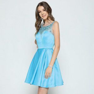NEW SHORT SLEEVELESS BABY DOLL GOWN EMBROIDERED WITH SPARKLING RHINESONES JT 808